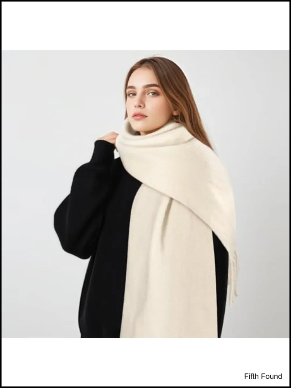 Women's Thick Warm Winter Scarf Acrylic Blanket Scarf with Fringe